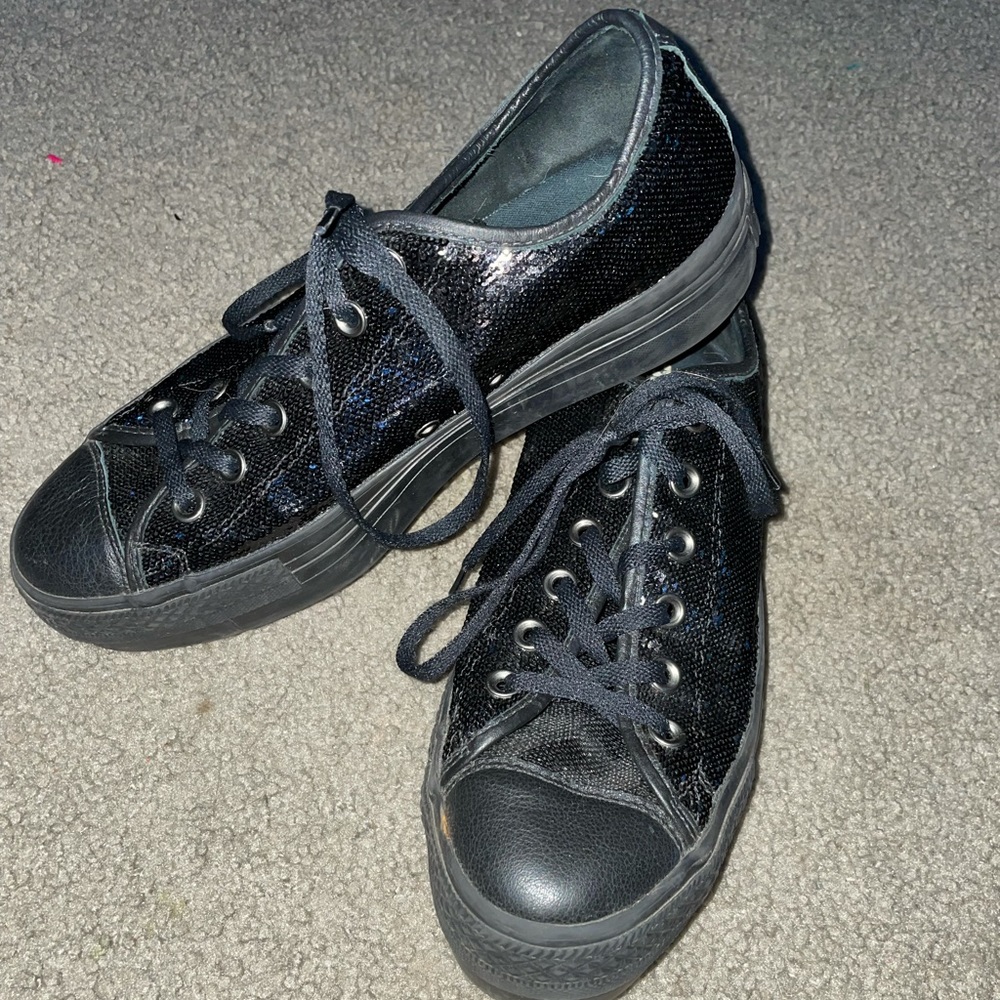 Converse Black Sequin Platforms
